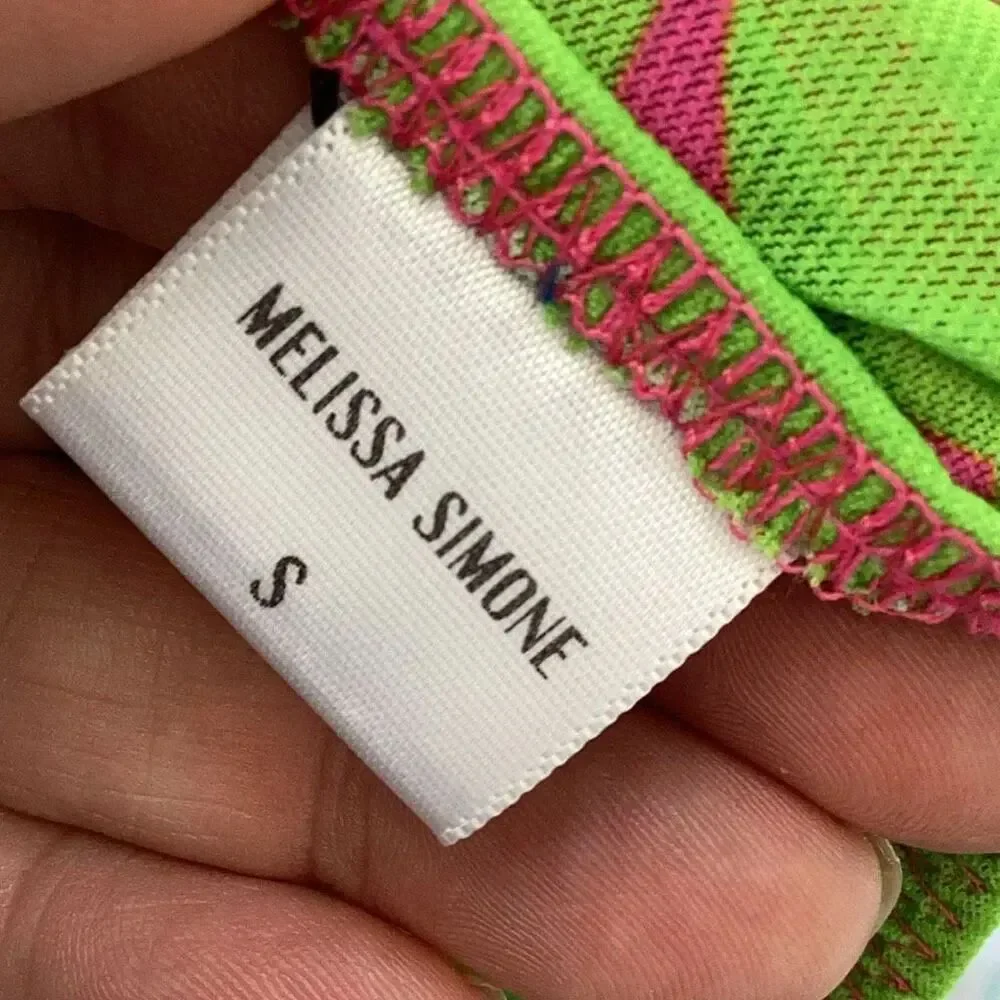 Melissa Simone NWT 2-Piece Tropical Swim Set Cover-Up & Bikini Bottoms Pink Lime